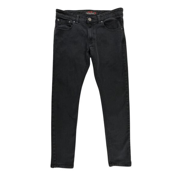 AMARI | Men's Copper Rivet 32/32 Jet Black Denim Straight Leg Slim Skinny Jeans - Picture 1 of 6